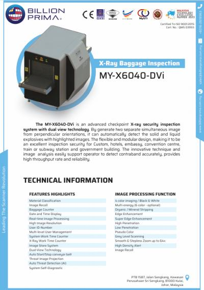 X-ray Baggage & Air Cargo Scanner - MY-X6040-DVi