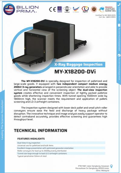 X-ray Baggage & Air Cargo Scanner - MY-X18200-DVi