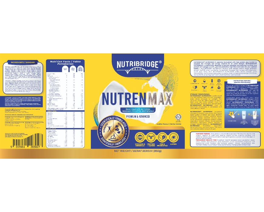 NUTRIBRIDGE® NUTRENMAX - Advanced Complete Nutrition for Muscle Strength, Stamina & Vitality - NUTRIBRIDGE Nutrenmax 30.3g × 8 Sachets